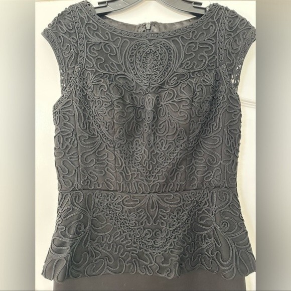 Sue Wong Cap Sleeve Bateau Neck Cocktail Dress in Black Sz 4 - Picture 4 of 6